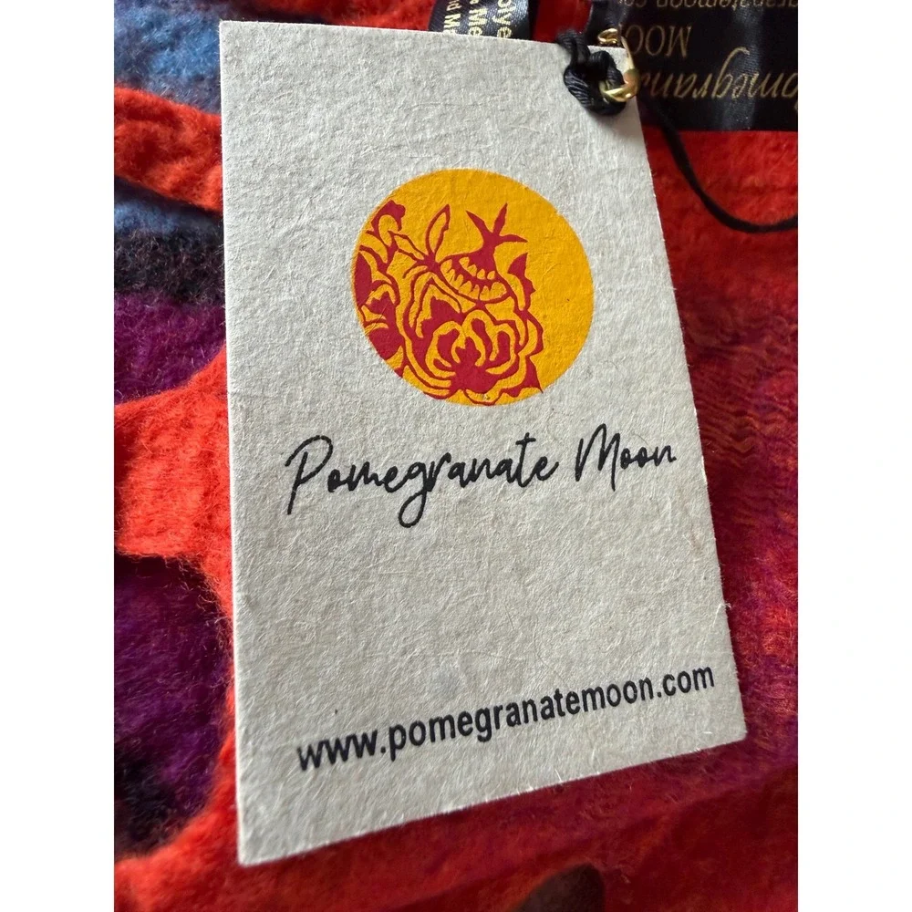 Pomegranate Moon Nuno Felted Scarf Merino Wool Silk Chiffon Handmade Nepal